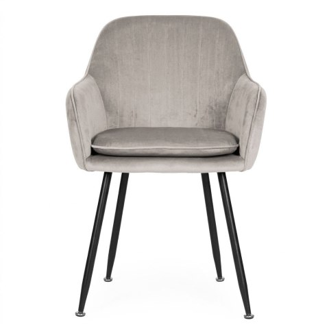 Krzesło tapicerowane welurowe nowoczesne do jadalni salonu jasny szary ModernHome