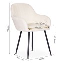 Krzesło tapicerowane welurowe nowoczesne do jadalni salonu kremowe ModernHome