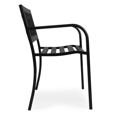 Ławka ogrodowa z ażurowym oparciem 120x50 cm metalowa parkowa czarna MultiGarden