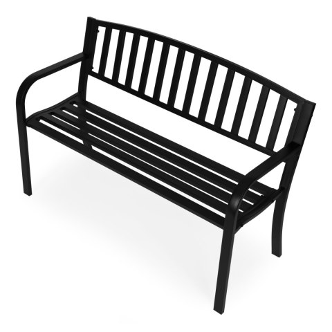 Ławka ogrodowa z oparciem 120x50 cm metalowa parkowa czarna MultiGarden