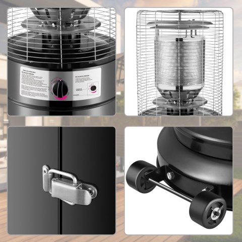 Ogrzewacz gazowy grzejnik 11 kW szklany na ogród patio reduktor wąż pokrowiec