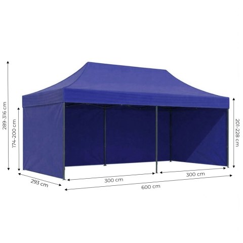 Pawilon ogrodowy eventowy automatyczny samorozkładalny namiot 3x6 m niebieski MultiGarden