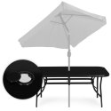 Stół ogrodowy 160x90 cm szkło hartowane otwór na parasol czarny MultiGarden