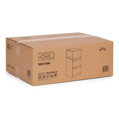 Szafka nocna z oświetleniem LED stolik do sypialni 2 szuflady biała ModernHome