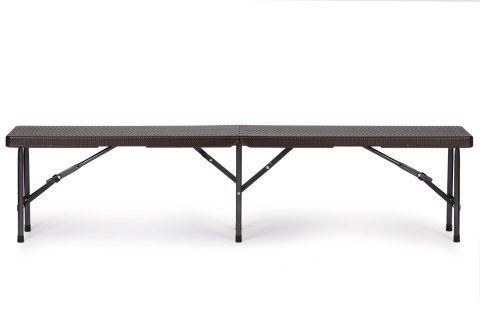 Zestaw cateringowy stół bankietowy 180 cm 2 ławki ratan brąz MultiGarden