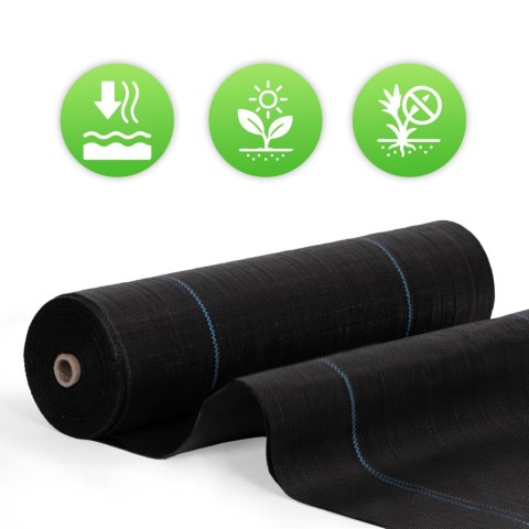 Agrowłóknina czarna agrotkanina UV 150g mata antychwastowa 1,6x20m kołki MulltiGarden