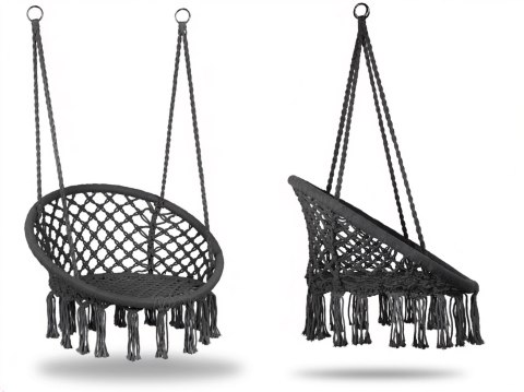 Fotel wiszący boho huśtawka ogrodowa bocianie gniazdo szary MultiGarden