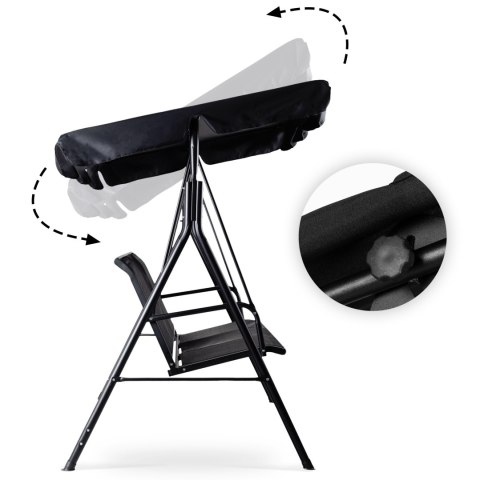 Huśtawka ogrodowa 3-osobowa bujana wolnostojąca stalowa czarna MultiGarden