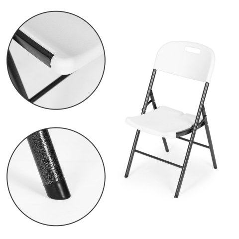 Komplet 4 krzeseł składanych zestaw cateringowy metal HDPE białe MultiGarden