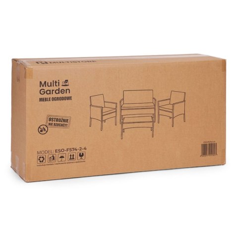Komplet mebli ogrodowych z technorattanu ławka stolik krzesła brązowy MultiGarden