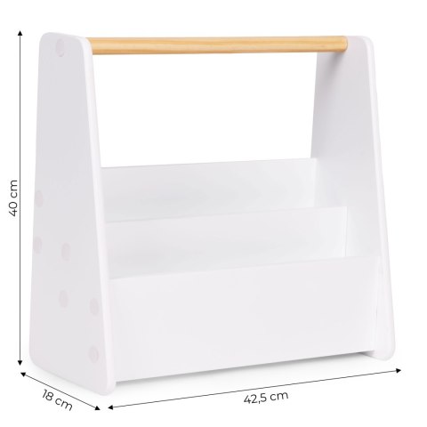 Biblioteczka dziecięca Montessori regał na książki organizer 2 poziomy biały ECOTOYS