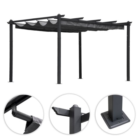 Pergola ogrodowa tarasowa 3x4 m stalowa altana zadaszenie szara MultiGarden