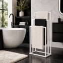 Stojak na ręczniki wieszak wolnostojący metalowy 3 ramiona biały ModernHome