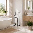 Stojak na ręczniki wieszak wolnostojący metalowy 4 ramiona czarny ModernHome