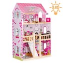 Drewniany domek dla lalek mebelki oświetlenie LED ECOTOYS