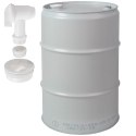 Beczka stalowa metalowa TH 60L korki 2 i 3/4 z kranikiem atest - SZARA