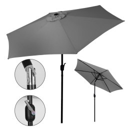Duży parasol ogrodowy skośny łamany z korbą 6 żeber szary 270 cm MultiGarden