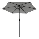Duży parasol ogrodowy skośny łamany z korbą 6 żeber szary 270 cm MultiGarden