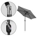 Duży parasol ogrodowy skośny łamany z korbą 6 żeber szary 270 cm MultiGarden