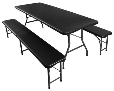 MEBLE OGRODOWE Cateringowe kpl. 180cm stół + 2 ławki BLACK