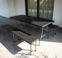 MEBLE OGRODOWE Cateringowe kpl. 180cm stół + 2 ławki BLACK
