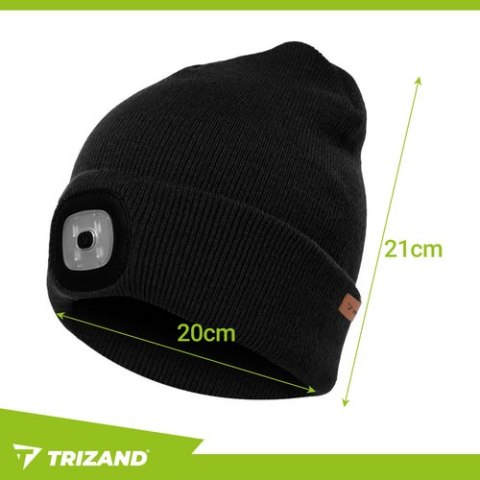 Czapka zimowa z latarką- czarna Trizand 22663