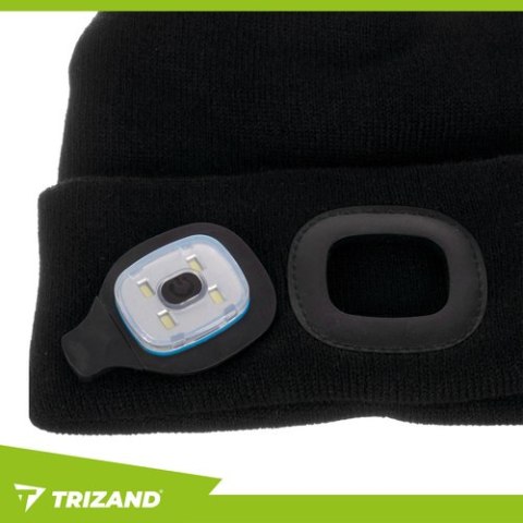 Czapka zimowa z latarką- czarna Trizand 22663