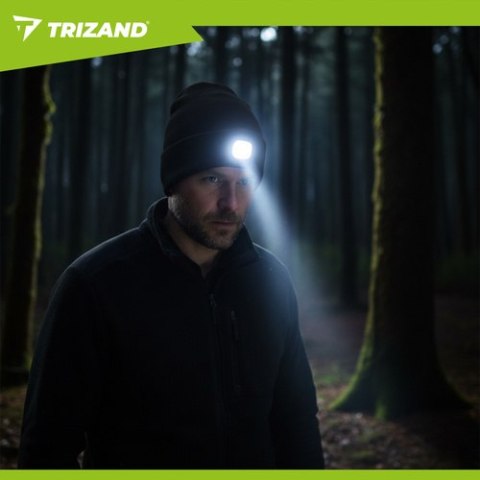 Czapka zimowa z latarką- czarna Trizand 22663