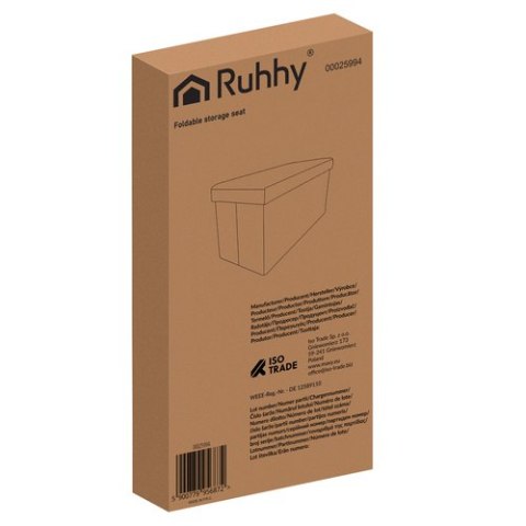 Pufa welurowa szara 60x30x30 cm Ruhhy 25994
