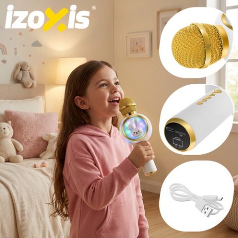Mikrofon karaoke bezprzewodowy biały Izoxis 27047