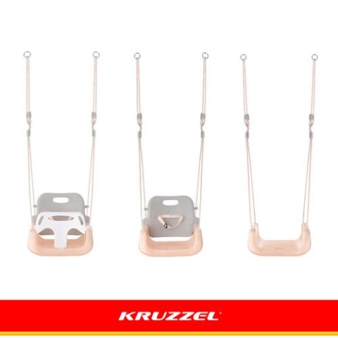 Huśtawka dla dzieci 3w1 szaro-beżowa Kruzzel