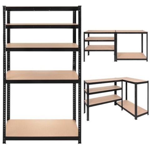 Regał Magazynowy Metalowy 180x90x40 1000 kg 5 Półek BIGSTREN Czarny