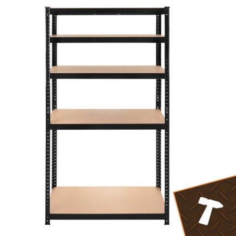 Regał Magazynowy Metalowy 180x90x40 1000 kg 5 Półek BIGSTREN Czarny
