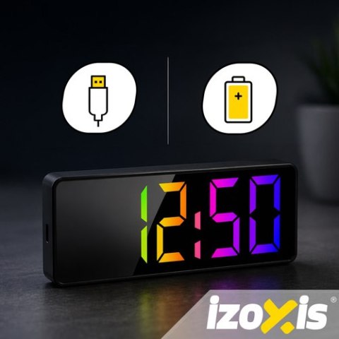 Budzik - zegar LED kolorowy Izoxis