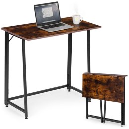 Biurko komputerowe składane 80x45 cm stolik pod laptopa loft postarzany orzech ModernHome