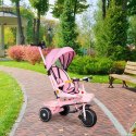 Rowerek trójkołowy spacerówka 2w1 obracane siedzisko składany daszek różowy ECOTOYS