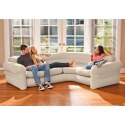 Dmuchana kanapa narożna sofa czteroosobowa 257x203x76 cm beżowa INTEX 68575
