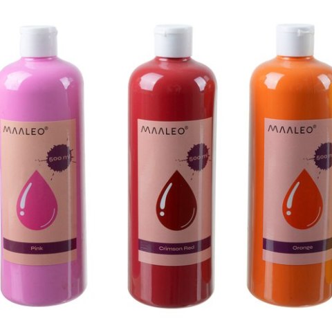 Farby plakatowe- zestaw 12szt x500ml Maaleo 26340