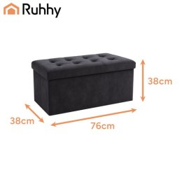 Pufa welurowa szara 76x38x38cm Ruhhy 26130