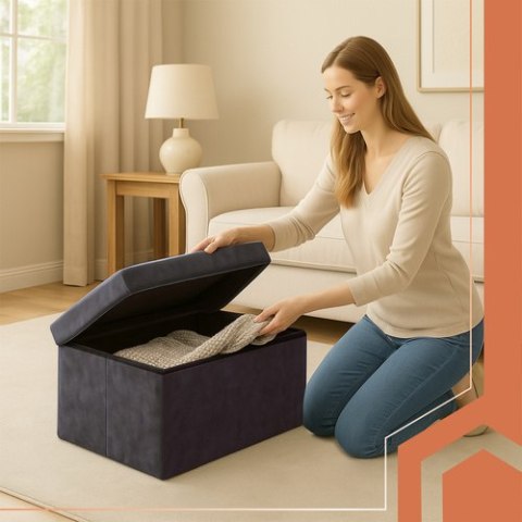 Pufa welurowa szara 76x38x38cm Ruhhy 26130