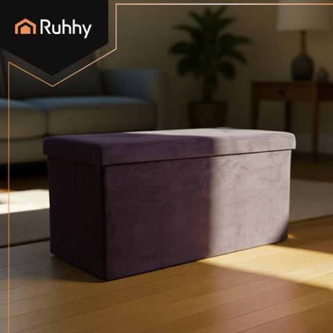 Pufa welurowa szara 76x38x38cm Ruhhy 26130