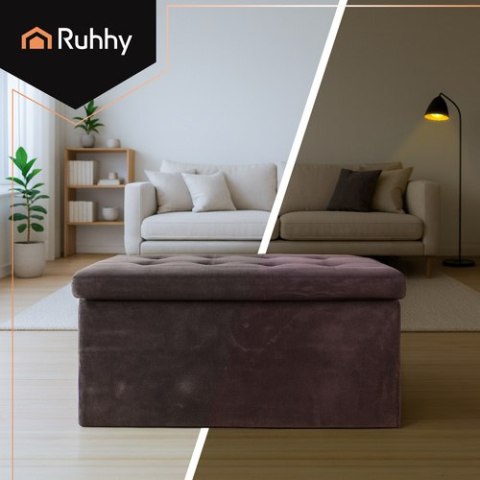 Pufa welurowa szara 76x38x38cm Ruhhy 26130