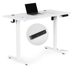 Biurko elektryczne regulowane 120x60 cm regulacja wysokości 72-117 cm białe ModernHome