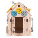 Drewniany domek manipulacyjny dla dzieci panel edukacyjny XXL 30 elementów