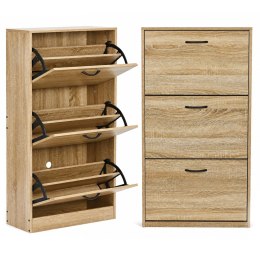 Szafka na buty 3-komorowa 60 cm uchylna do przedpokoju loft jasny dąb ModernHome