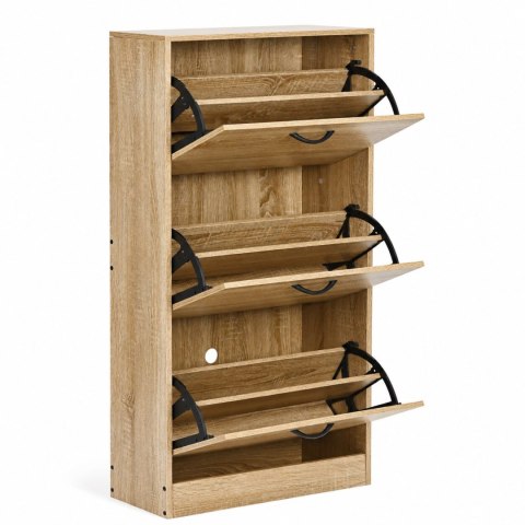 Szafka na buty 3-komorowa 60 cm uchylna do przedpokoju loft jasny dąb ModernHome