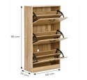 Szafka na buty 3-komorowa 60 cm uchylna do przedpokoju loft jasny dąb ModernHome