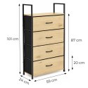 Szafka z 4 szufladami materiałowymi regał 60 cm organizer tekstylny loft ModernHome