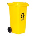 Zestaw 3 koszy na śmieci pojemniki 3x240L niebieski zielony żółty makulatura szkło plastik gumowe koła