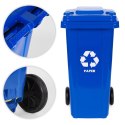 Zestaw 3 koszy na śmieci pojemniki 3x240L niebieski zielony żółty makulatura szkło plastik gumowe koła